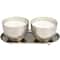 Campfire Scented Candles in Silver Grid Patterned Bowls Set